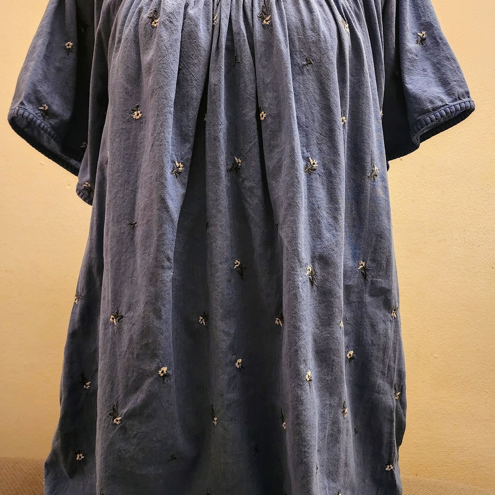 Old Navy Blue Dress with Floral Embroidery